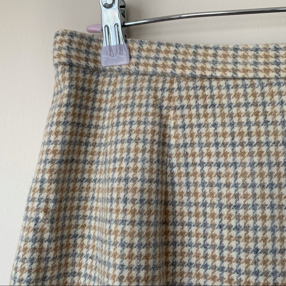 Pendleton Vintage Wool Pencil Skirt Houndstooth Size 14 Petite Gray Tan Cream - Picture 2 of 6